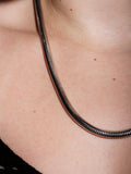 Sterling Silver XXL Snake Chain Necklace shot on model.