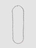 Sterling Silver Rolo Chain Necklace pictured on light grey background. 