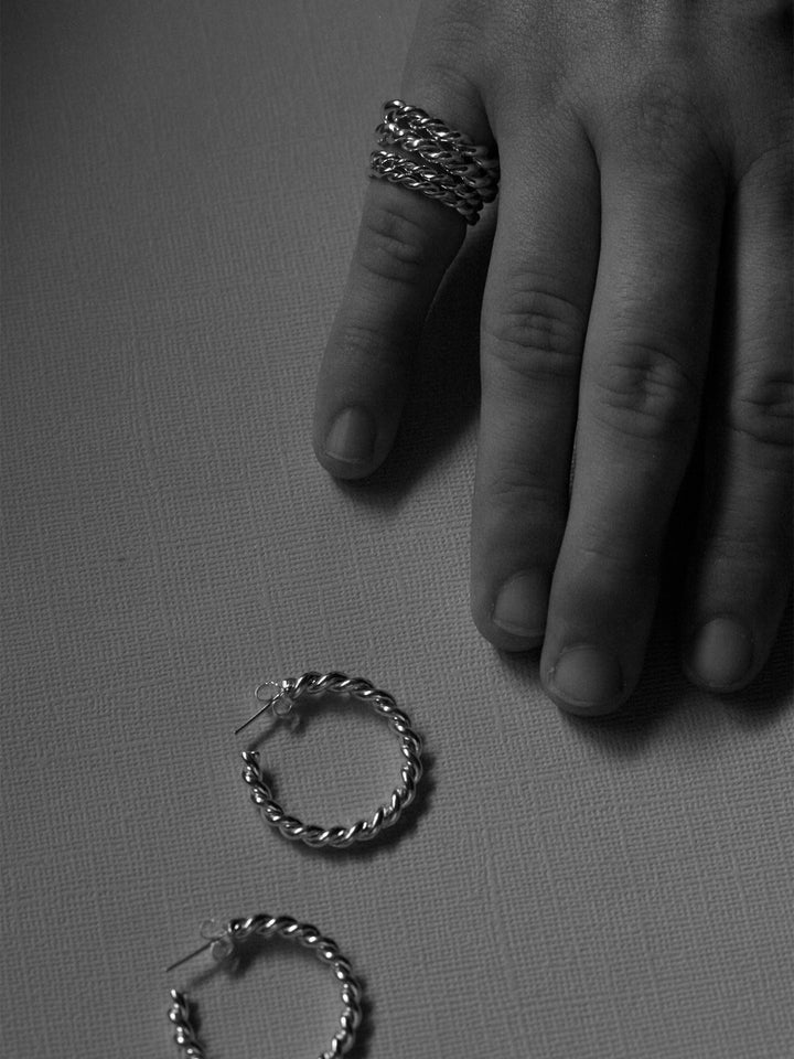 Hand-Twisted Spiral Rope Ring Set