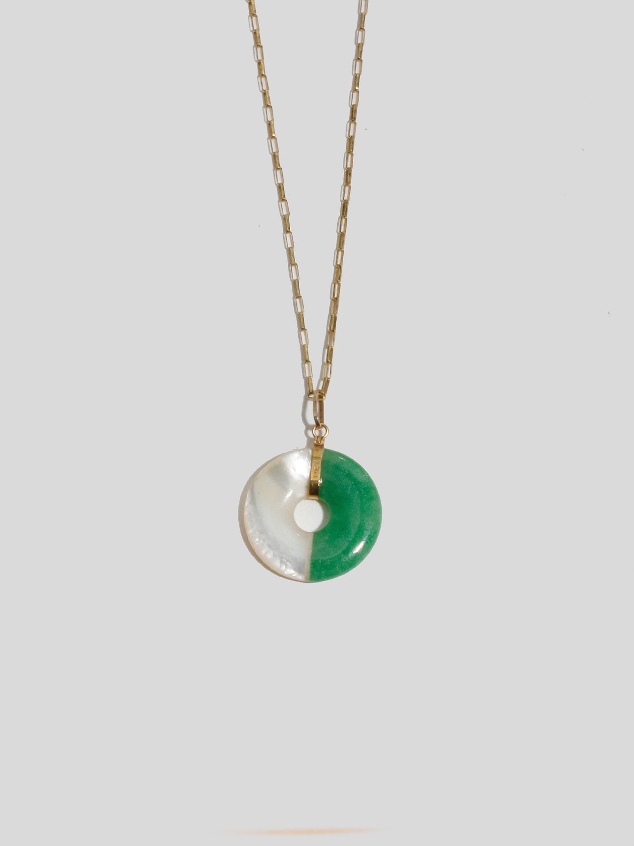 Torus Jade & Mother of Pearl Pendant Necklace - Archival Collection