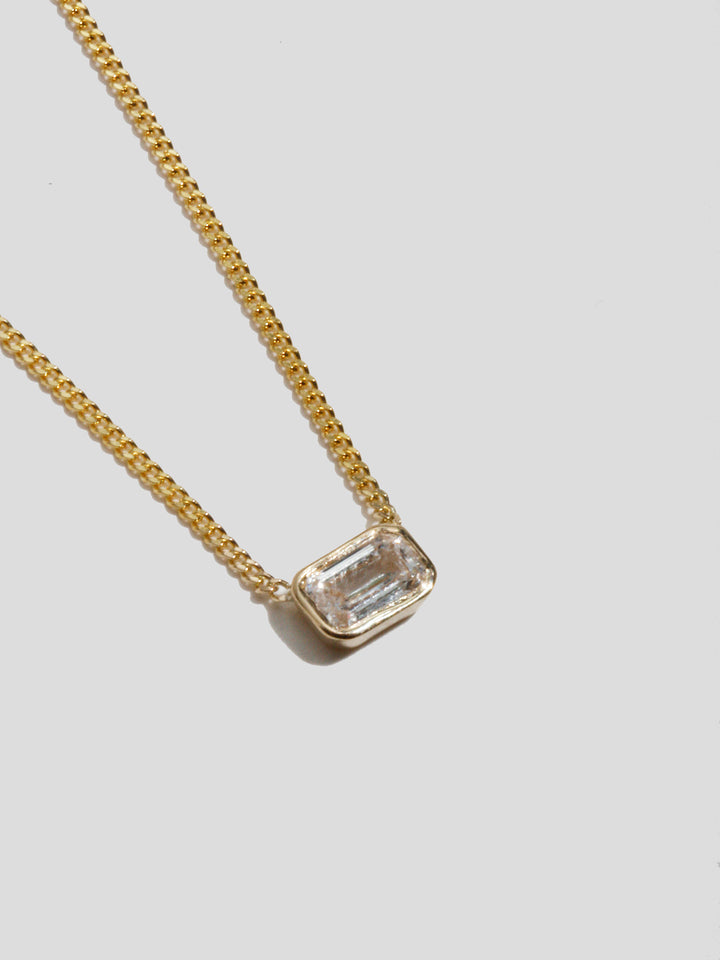 Emerald Cut Floating Diamond Necklace