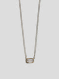 Mixed Metal Emerald Cut Floating Diamond Necklace