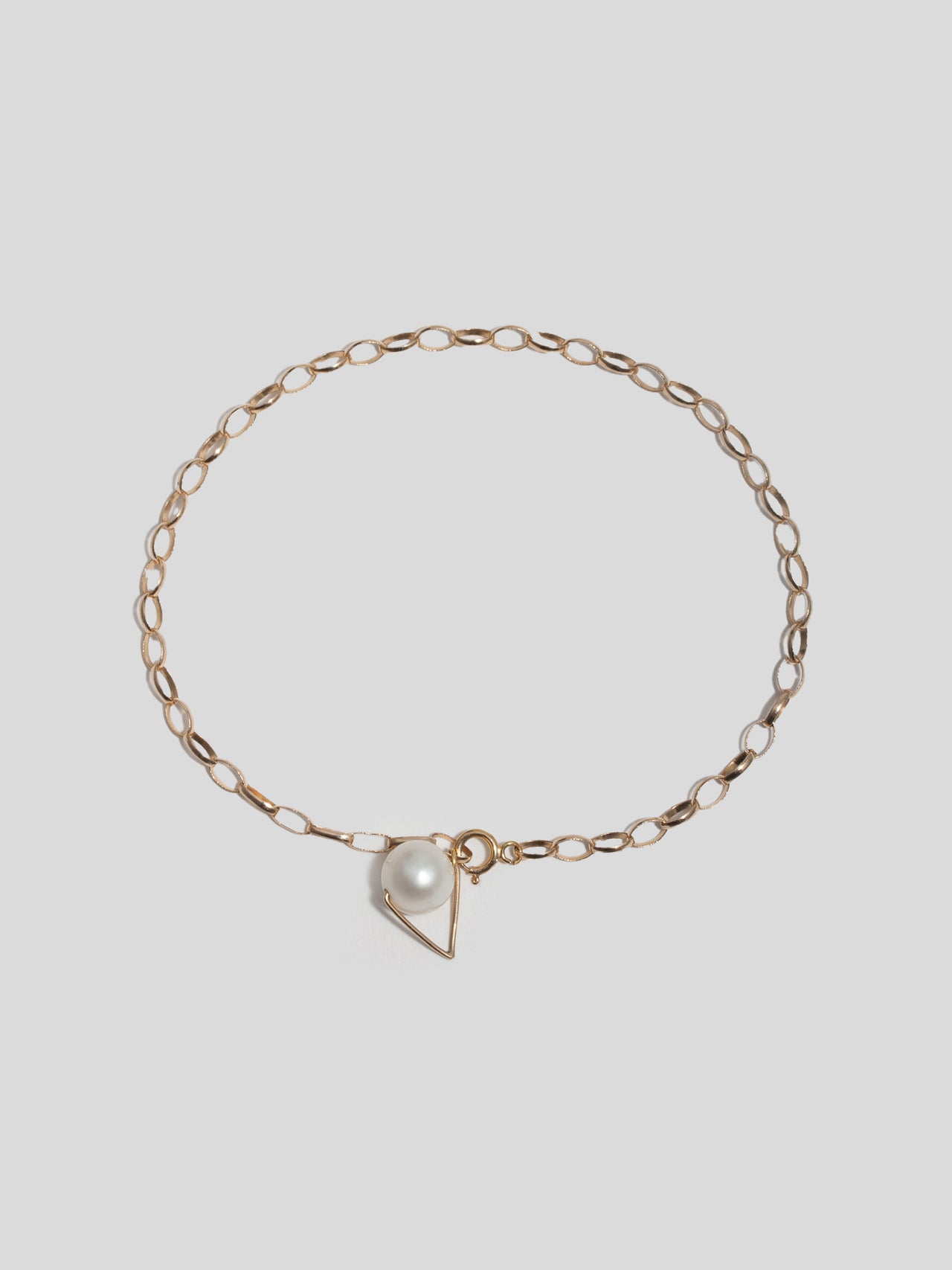14Kt Gold Link Pearl Charm Bracelet  - Archival Collection