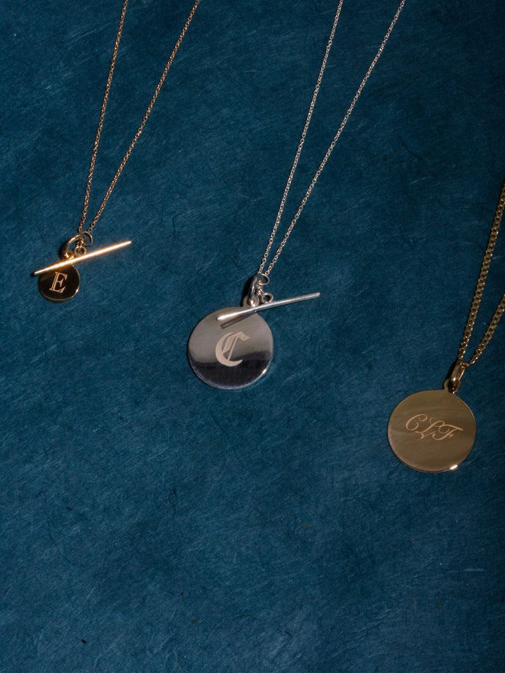 Sterling Silver Disk & Toggle Necklace