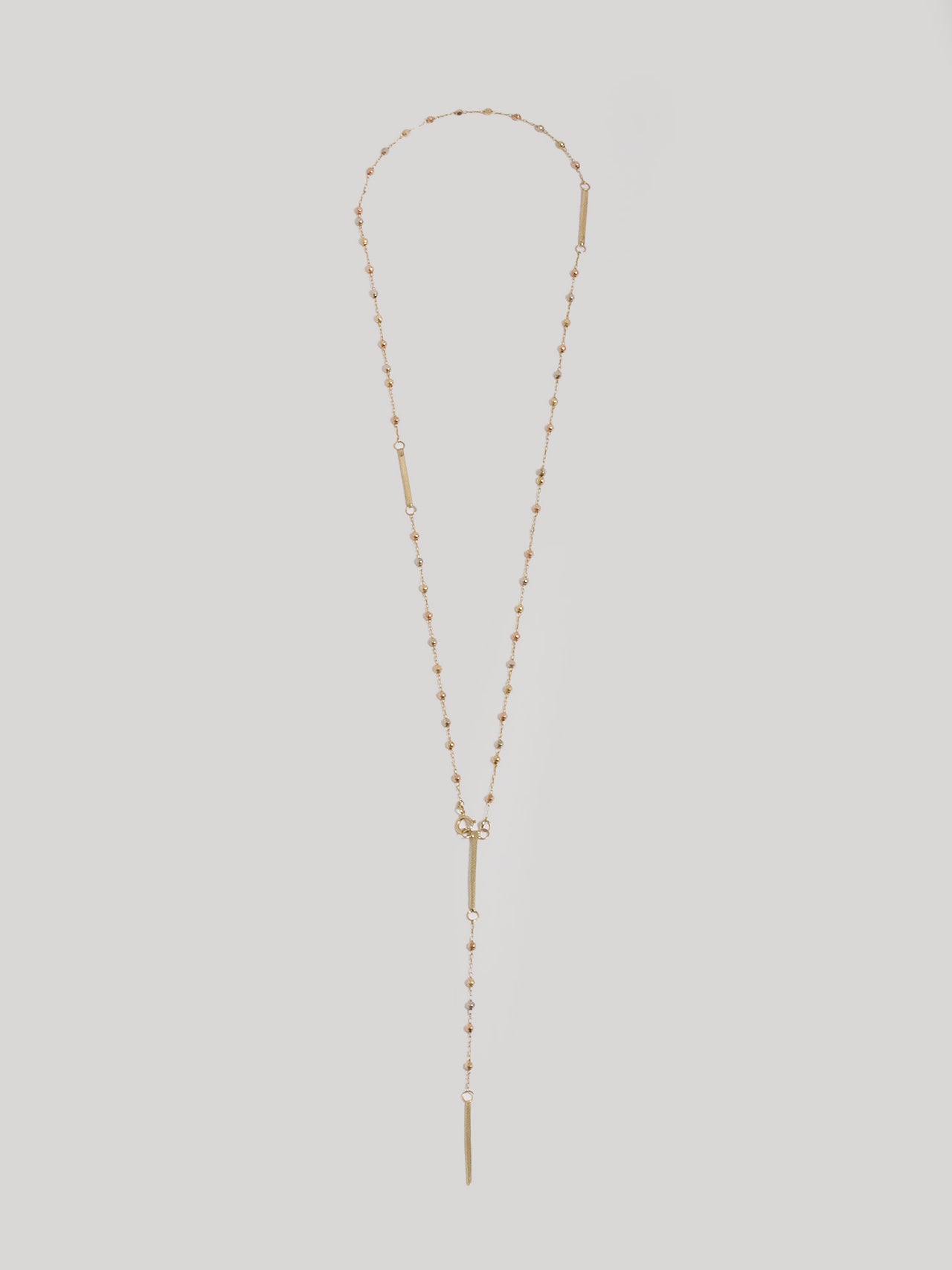 Tri-Colored Gold Ball & Bar Chain Lariat - Archival Collection