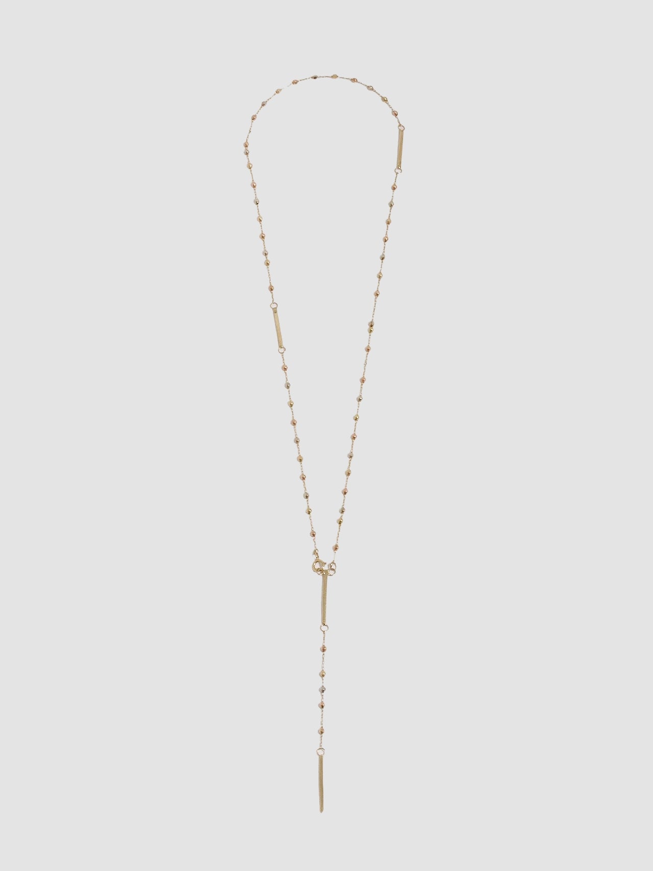 Tri-Colored Gold Ball & Bar Chain Lariat - Archival Collection