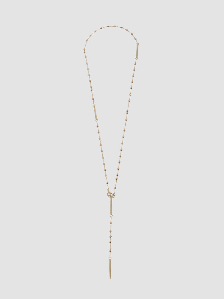Tri-Colored Gold Ball & Bar Chain Lariat - Archival Collection