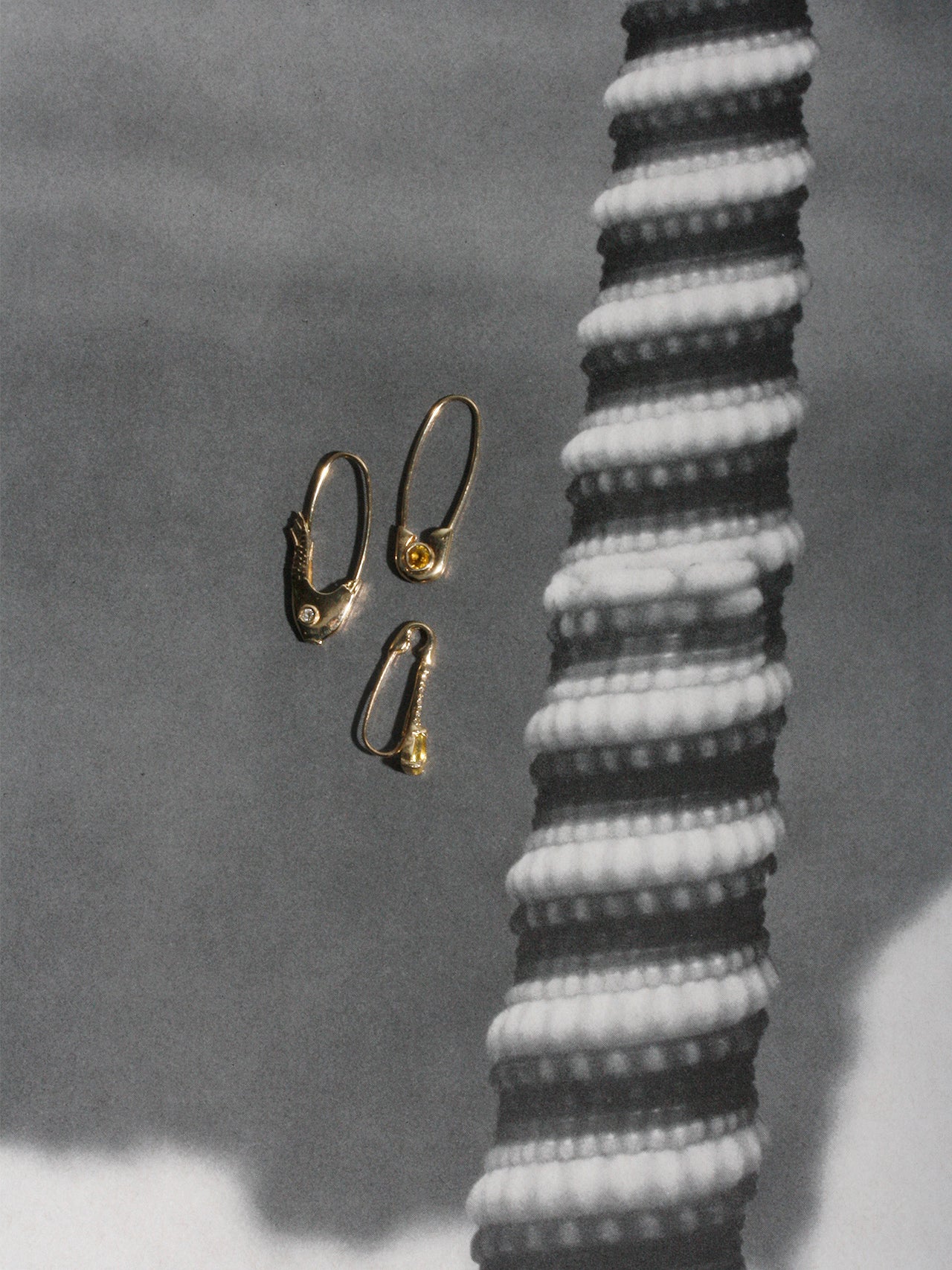 Mini Gemstone Diamond Safety Pin Earring