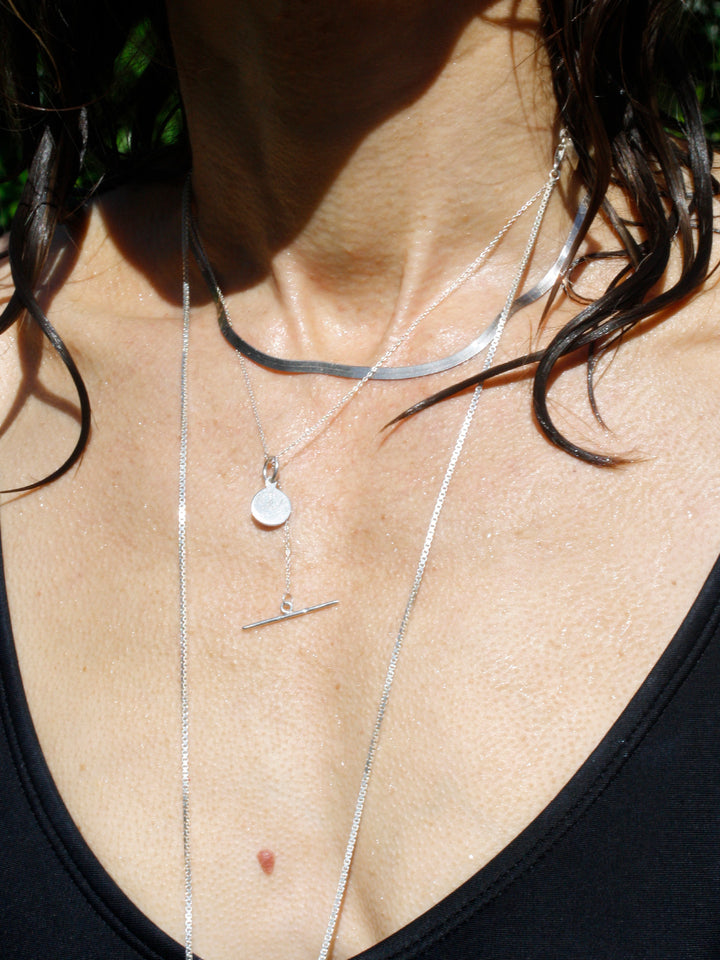 Sterling Silver Mini Disk & Toggle Necklace