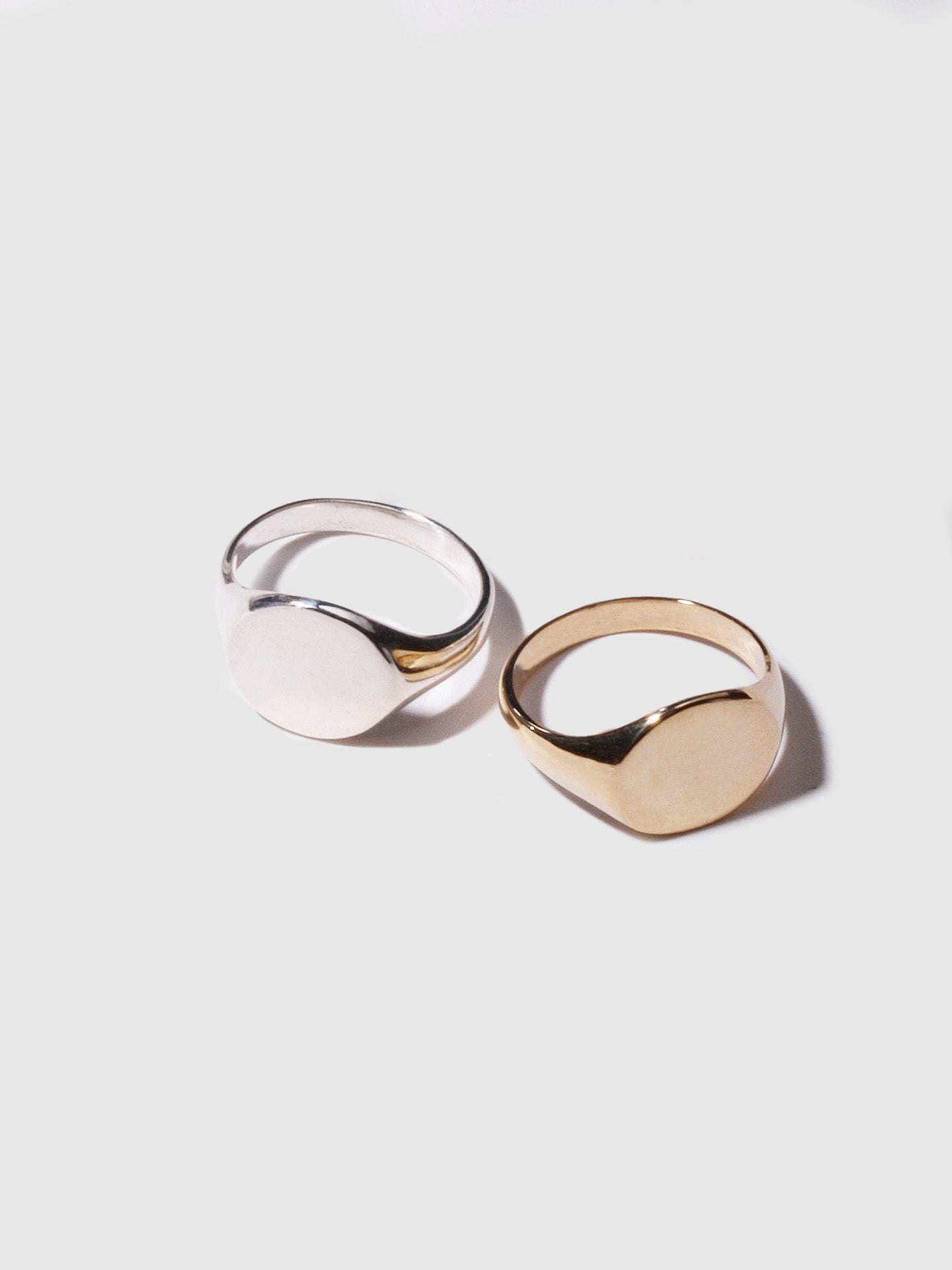 14Kt Yellow Gold Baby Signet Ring pictured with the Sterling Silver version.