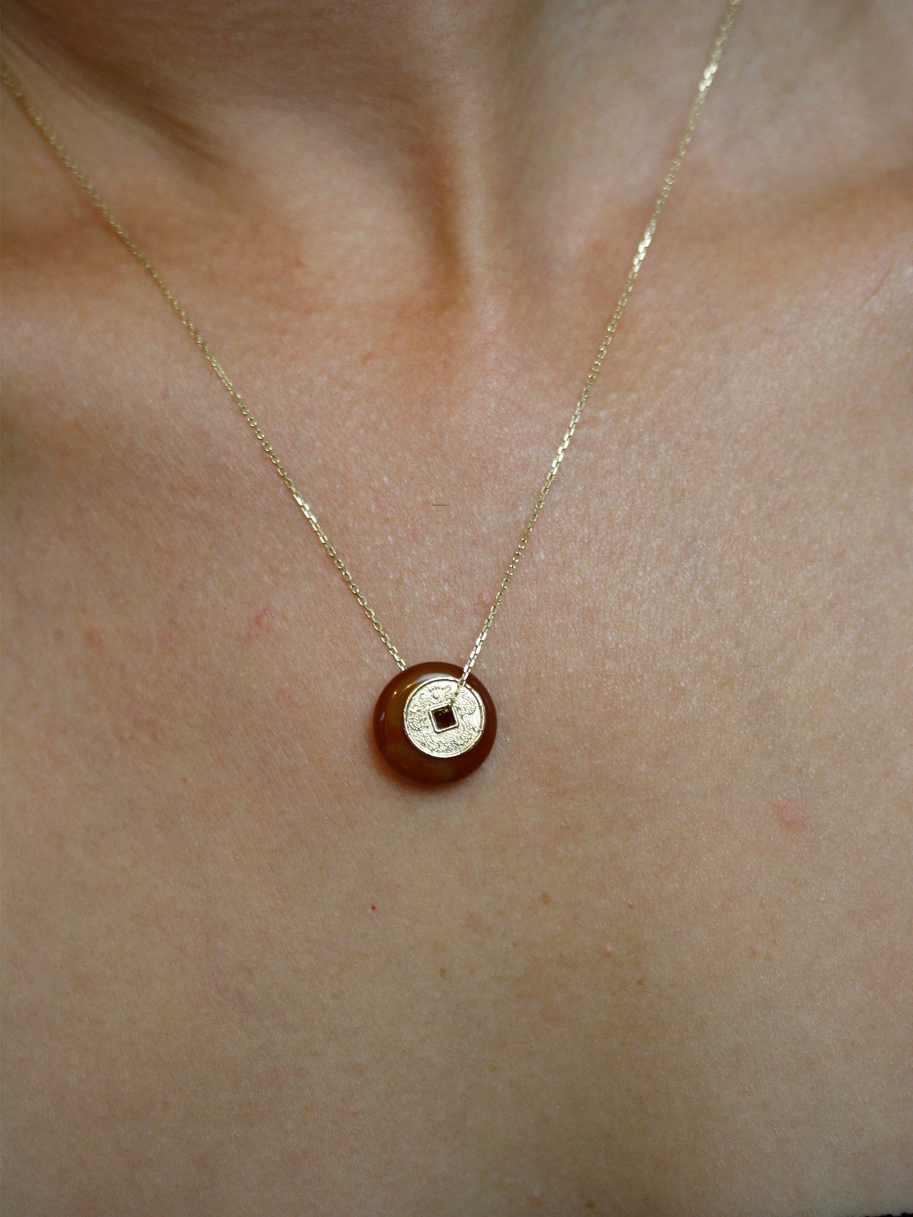 Carnelian Coin Necklace