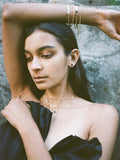 10kt Yellow Gold Gemstone Valentino Chain Necklace pictured on model. 