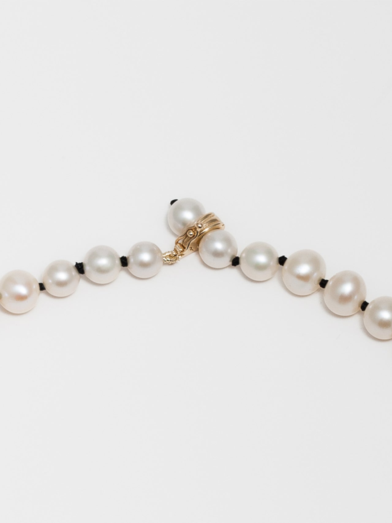 14kt Yellow Gold Boujee Pearl Necklace or Bracelet, up-close picture of enhancer clasp.