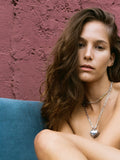 Mixed Metals Mini Watts I.D. Necklace pictured on model.