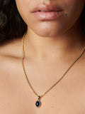 Solid 14kt Yellow Gold Lightweight Rope Chain pictured with Cielo Amulet Pendant on model. 