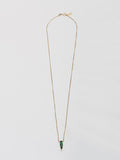 14kt Yellow Gold Tourmaline Shard Necklace pictured on light grey background. 