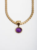 Close up of Vermeil Amethyst Medallion Pendant on the Serpentine Chain. 