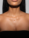 14kt Yellow Gold Fire Opal Cabochon Bezel Necklace pictured on model. 