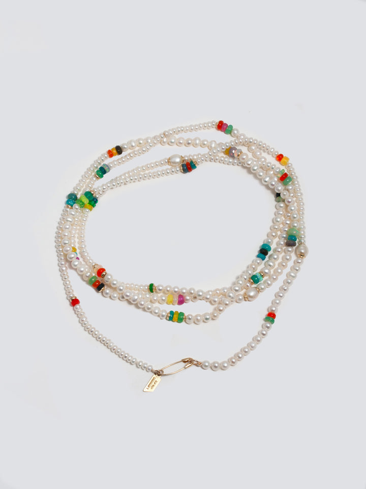 Opal & Pearl Safety Pin Wrap Strand