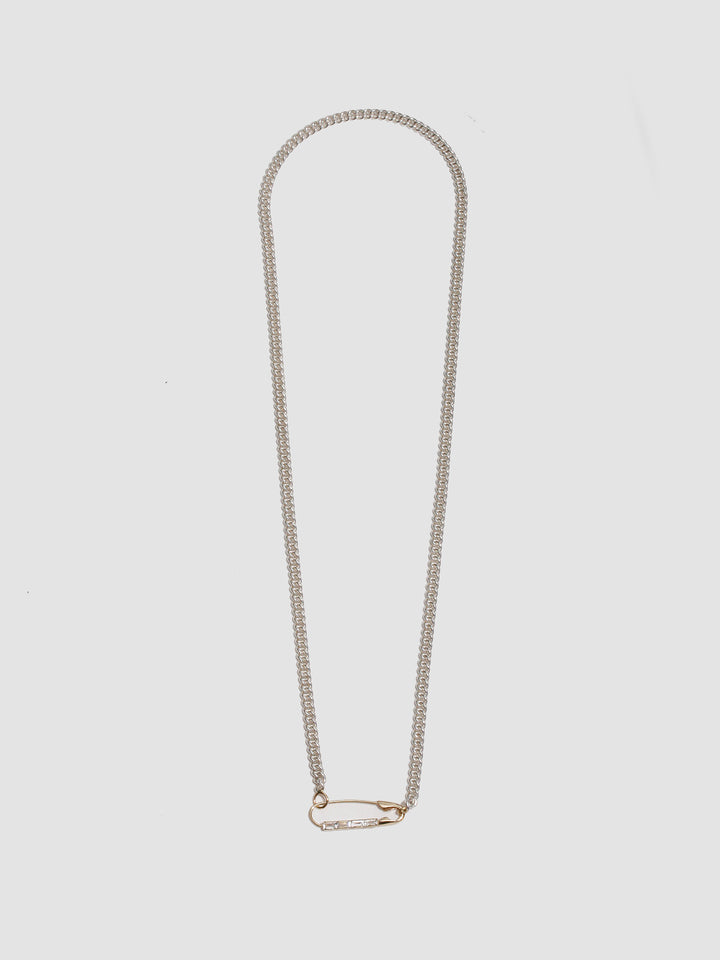 Petite Industrial Baguette Safety Pin Necklace