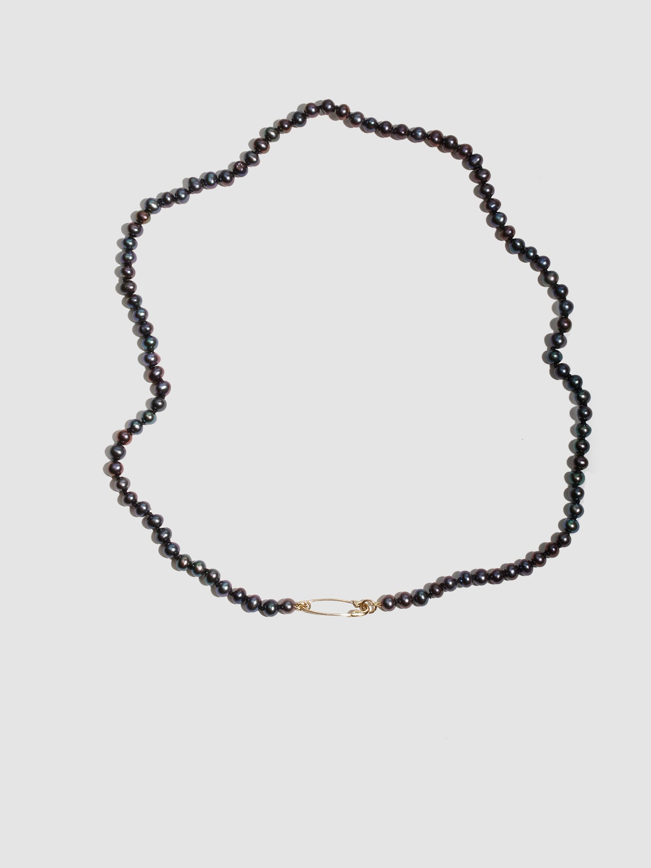 Black Pearl Safety Pin Necklace