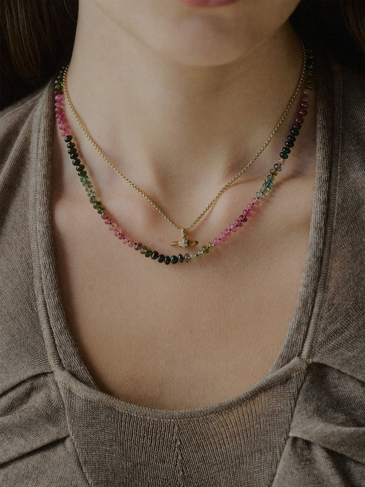Tourmaline Safety Pin Necklace