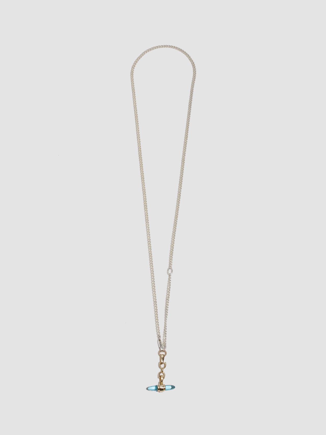 Mixed Metal Lunette Barbell Link Necklace