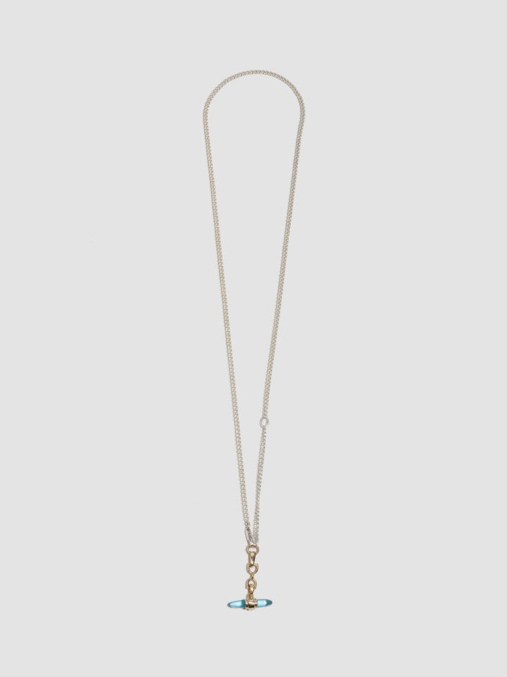 Mixed Metal Lunette Barbell Link Necklace
