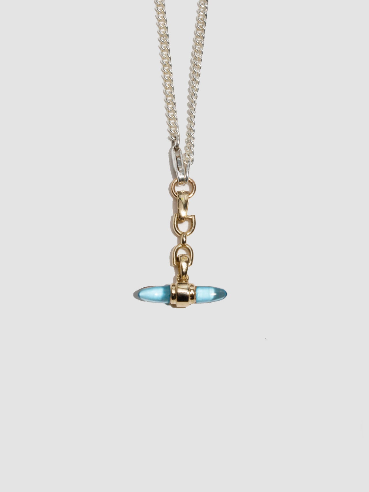 Mixed Metal Lunette Barbell Link Necklace
