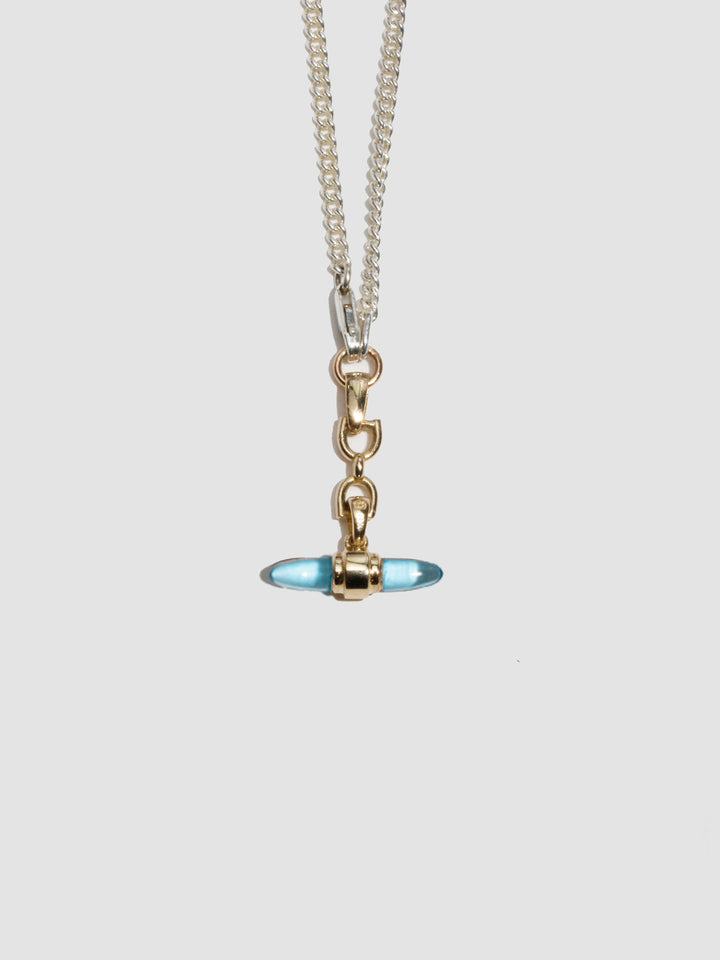 Mixed Metal Lunette Barbell Link Necklace
