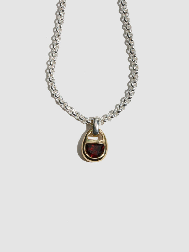 Mixed Metal Half Moon Locket Pendant