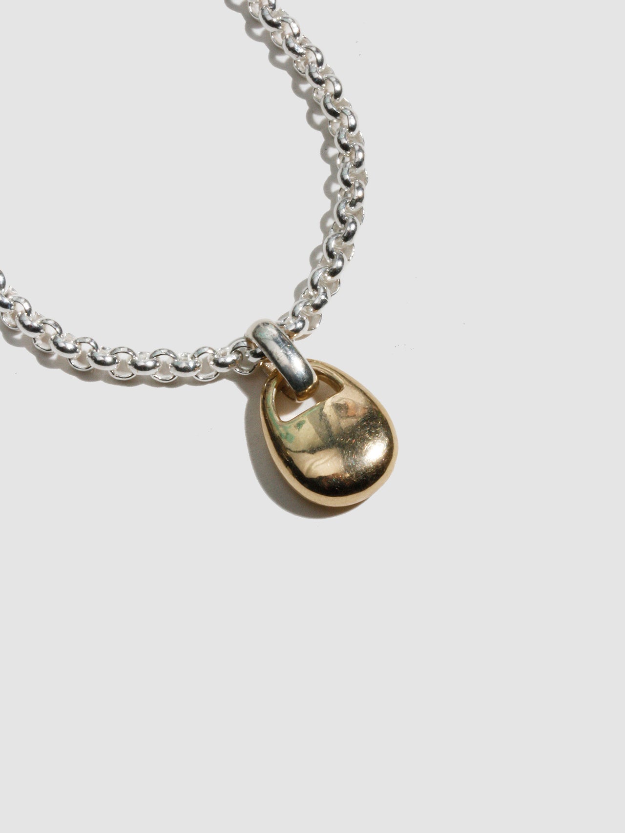 Mixed Metal Half Moon Locket Pendant