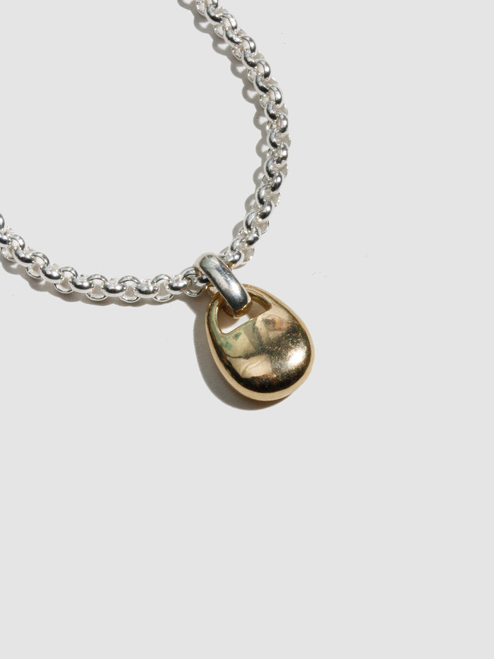 Mixed Metal Half Moon Locket Pendant