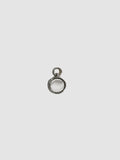 Small silver pendant on a light gray background