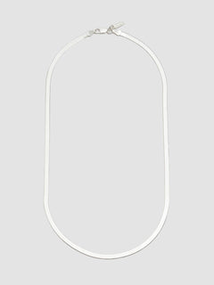 Sterling Silver Herringbone Chain Necklace pictured on light grey background