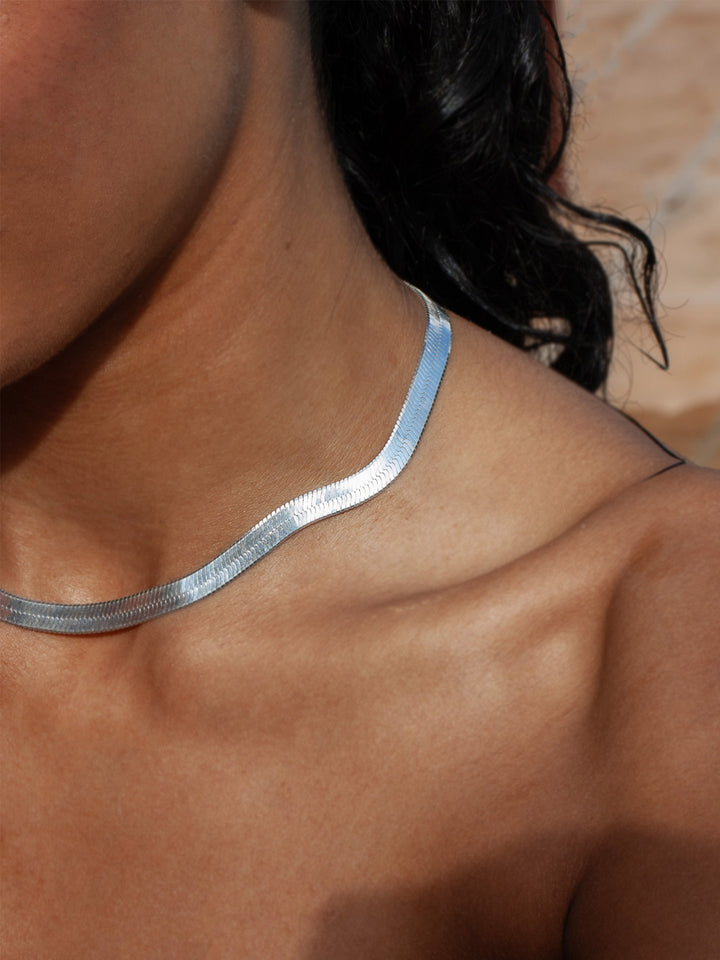 Loren Stewart Sterling Silver Herringbone Necklace | Maison Rogue 18"