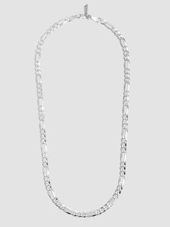 Sterling Silver Figaro Chain Necklace on light grey background