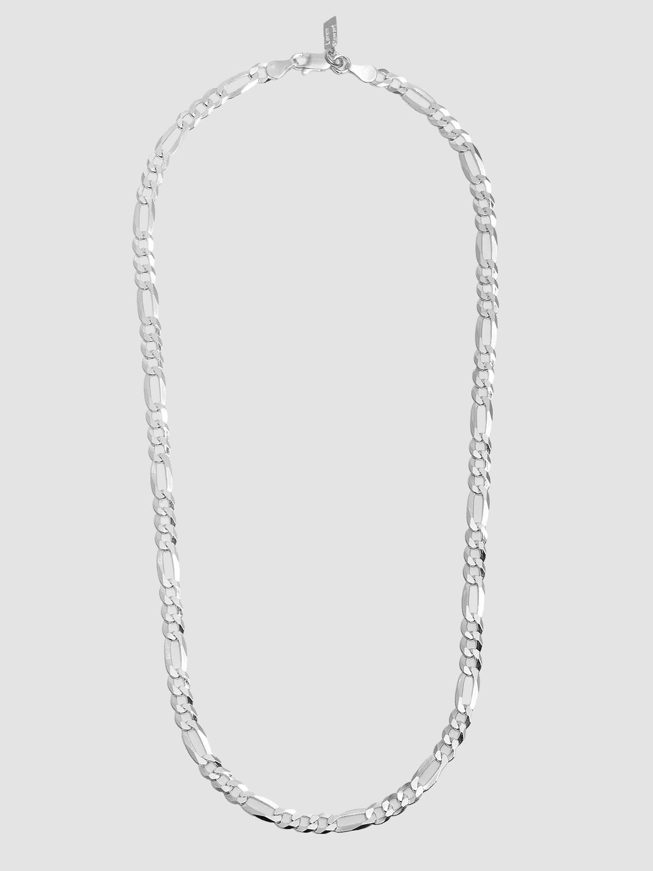 Sterling Silver Figaro Chain Necklace on light grey background