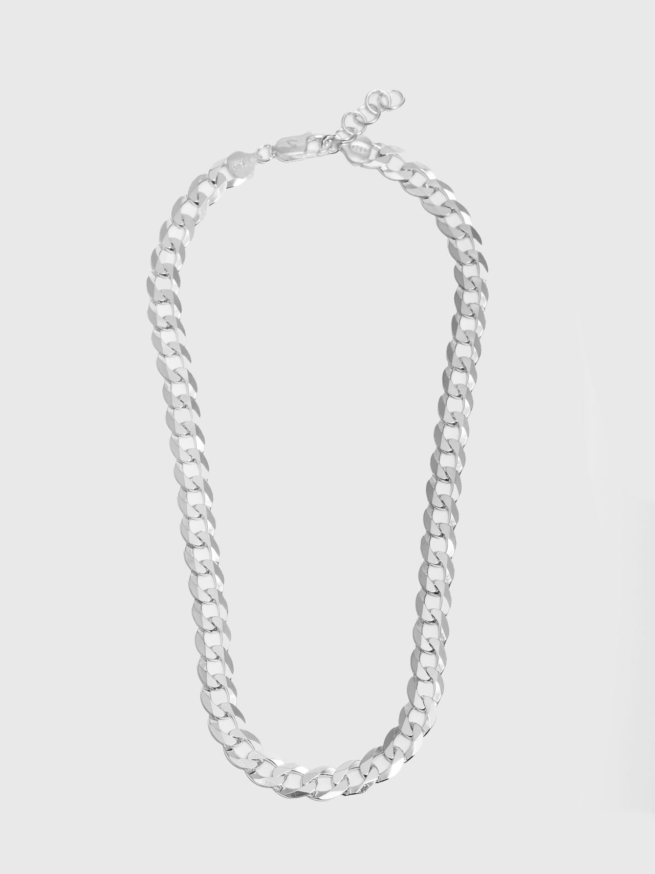 Sterling Silver Flat Curb Chain 16" 9mm Width