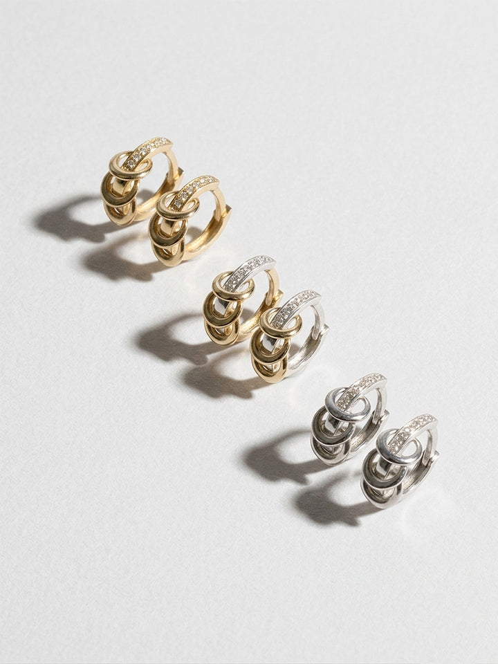 Mixed Metal Diamond Pierced Huggies