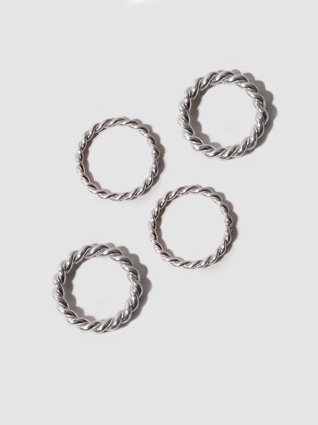 Hand-Twisted Spiral Rope Ring Set