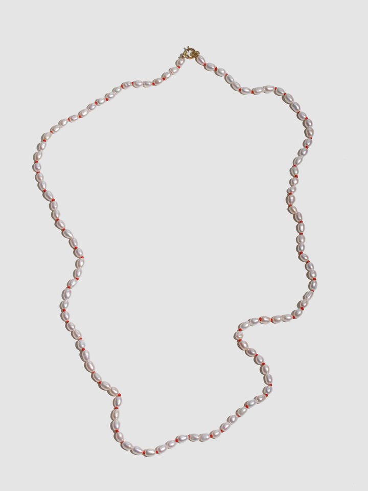 Knotted Rice Pearl Necklace - Archival Collection