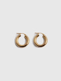 The Tru Hoops - Small (Vermeil Gold). Grey backdrop