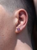14kt Yellow Gold Pink Topaz Crush Studs pictured on model. 