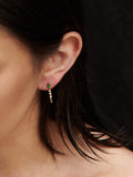 14kt Yellow Gold Gemstone Safety Pin Earring pictured on model.