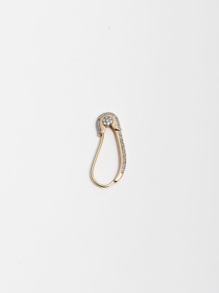 Pave Diamond Safety Pin Earring
