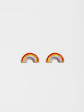 Rainbow Stud Enamel Earrings on white backdrop.