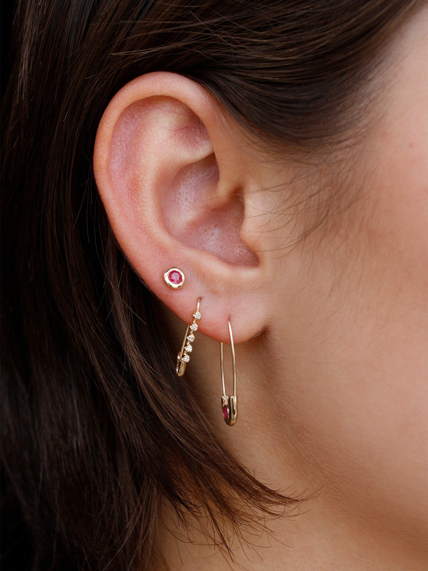 Ruby Bezel Stud