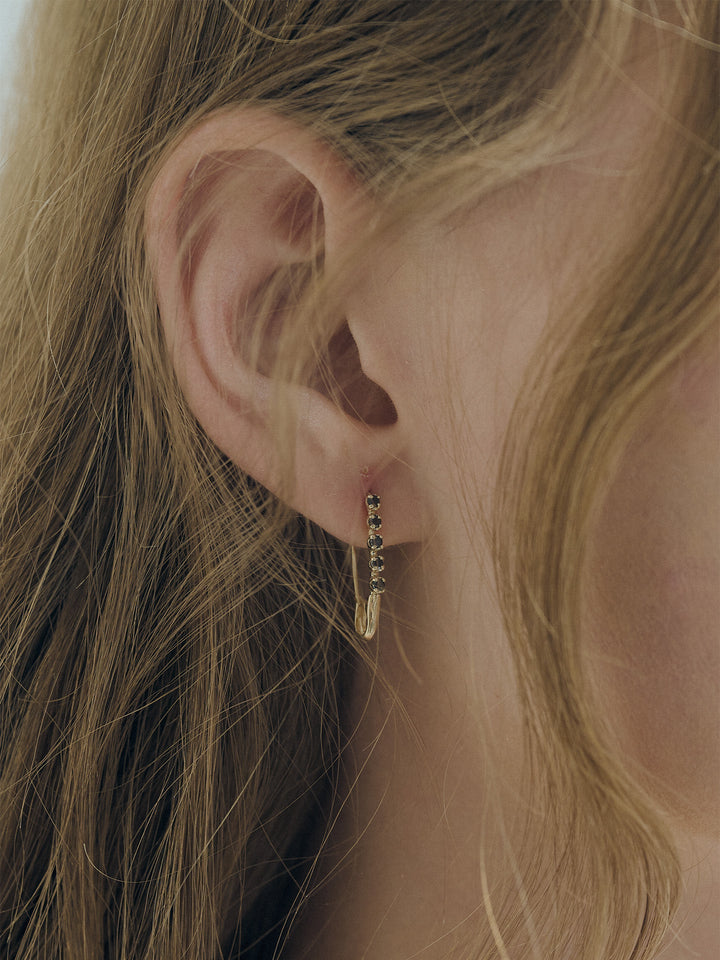 Diamond Prong Safety Pin Earring