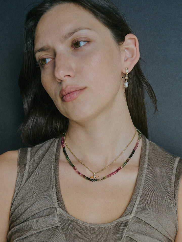 Tourmaline Safety Pin Necklace